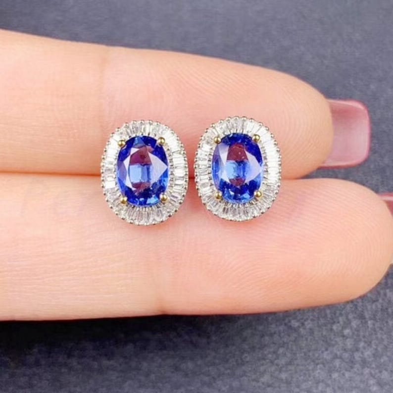 Natural Tanzanite Studs Earrings, shops 925 Sterling Silver, Tanzanite Studs Earrings, Tanzanite Earrings, Luxury Earrings, Oval Cut Earrings