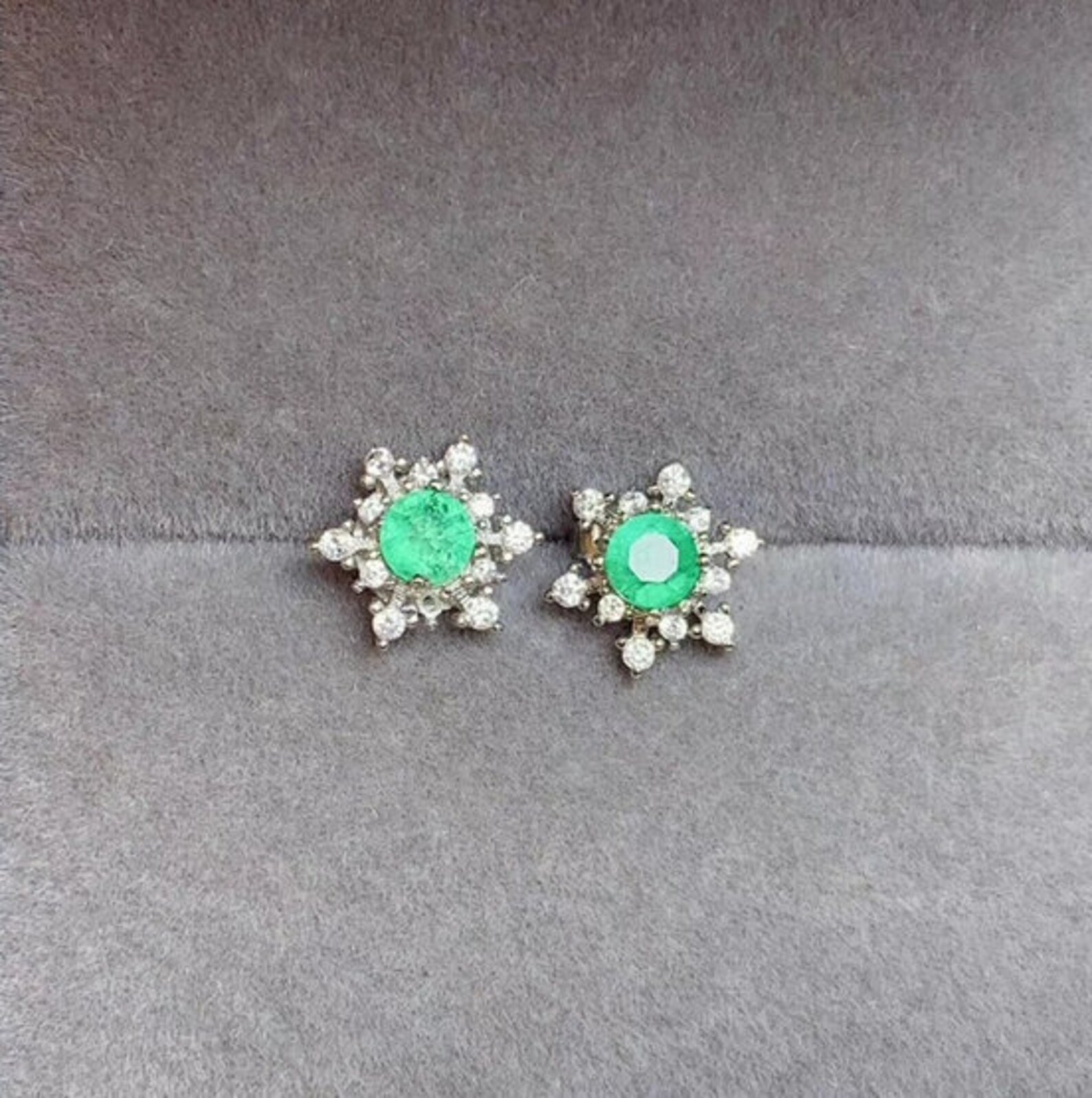 Natural Emerald Studs Earrings 925 Sterling Silver Emerald | Etsy