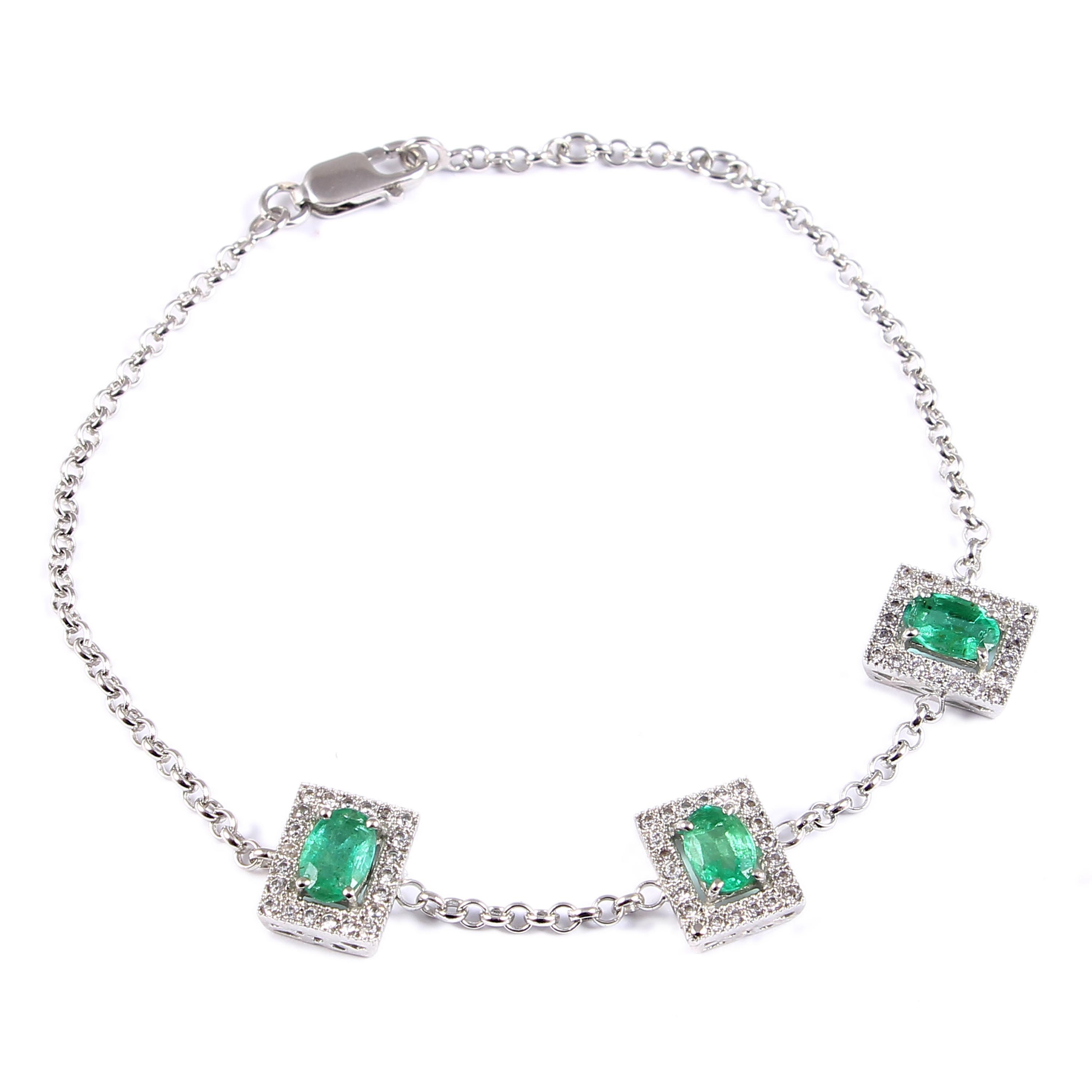 Natural Emerald Bracelet 925 Sterling Silver Emerald | Etsy