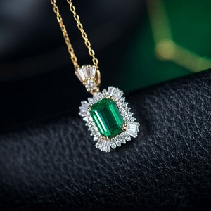Natural Emerald Pendant 18kt Multi-tone Gold Emerald Gold - Etsy
