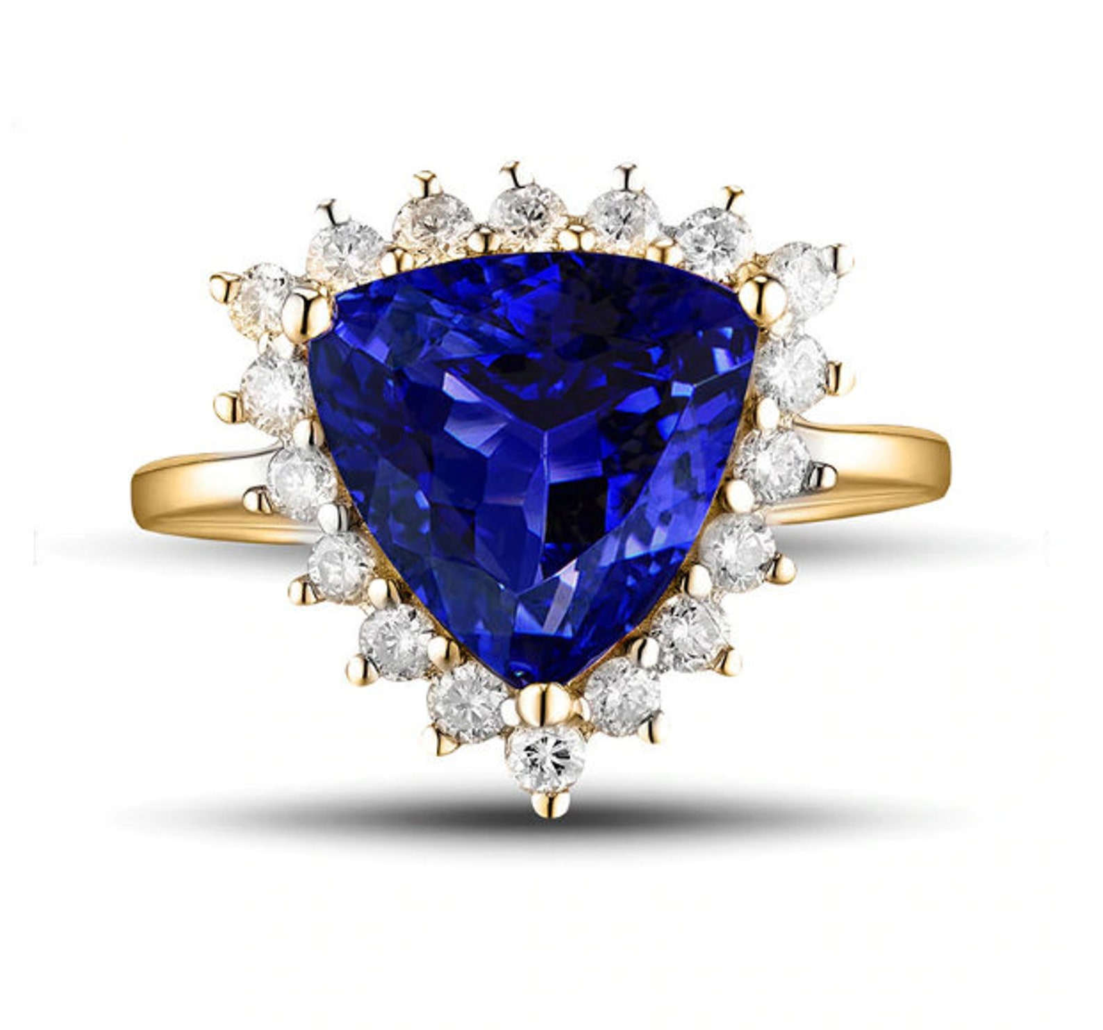 Natural Tanzanite Ring 14k Solid Yellow Gold Engagement Ring Etsy UK