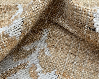 Handgjord kelimmatta i ulljute: Vävd tegelstensdesign i beige och vitt Navajo kelimmatta, jutematta i specialstorlek, traditionell matta, kelim dhurrie-matta