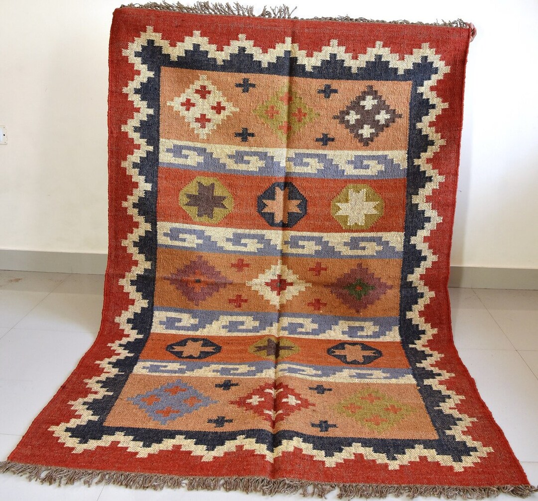 Moroccan Handmade Rug ,indian Loom Style Morocco Wool Jute Rug, Modern ...