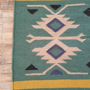 Bohemin rug, 4x6, 5x8, 6x9, 8x10, handmae wool jute ug, large area rug, beutifu wool jute rug, vintage rug, Indian village art. image 3