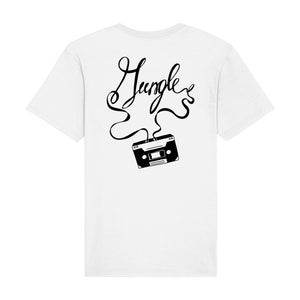Junglist | Raver | DnB | Drum and Bass White Backprint T-Shirt