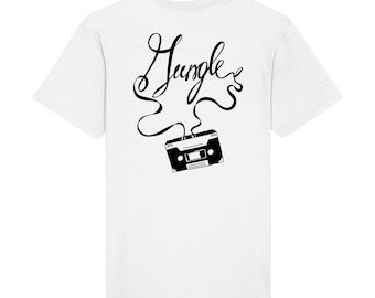 Junglist | Raver | DnB | Drum and Bass White Backprint T-Shirt