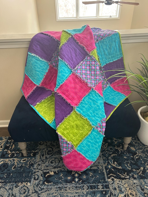 Flannel patchwork rag quilt lap quilt charity blanket baby quilt