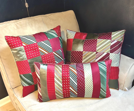 Custom pillow keepsake necktie pillow, memory pillow,  dad's ties pillow,  neck tie pillow