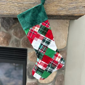 Bas de Noël en patchwork fait main, décoration des Fêtes vintage