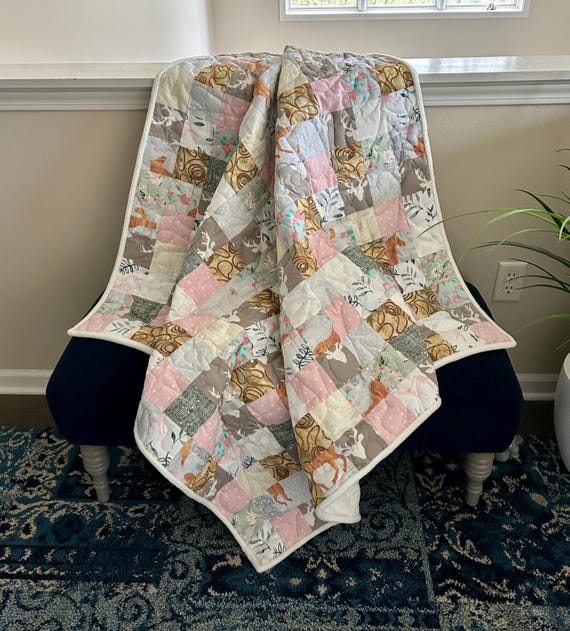 Handmade patchwork baby quilt lap quilt cowgirl horse country