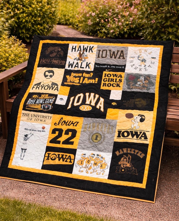 Custom T-Shirt Memory Quilt, Handmade Mosaic Style, College Dorm Quilt