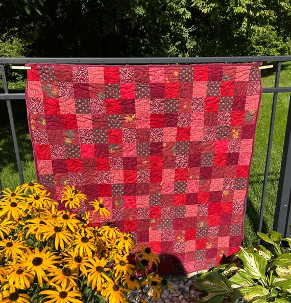Handmade Flannel Patchwork Lap Quilt: Autumn Minky Blanket