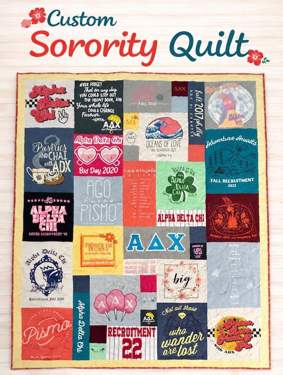 Custom T-Shirt Memory Quilt, Mosaic Travel Quilt Keepsake, Handmade Vacation Blanket