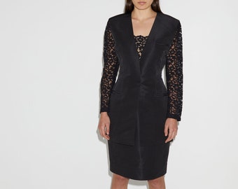 Vintage Merivale Australian designer black lace matching blazer and skirt suit