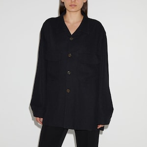 Vintage black twill oversized shirt with chest pockets image 1