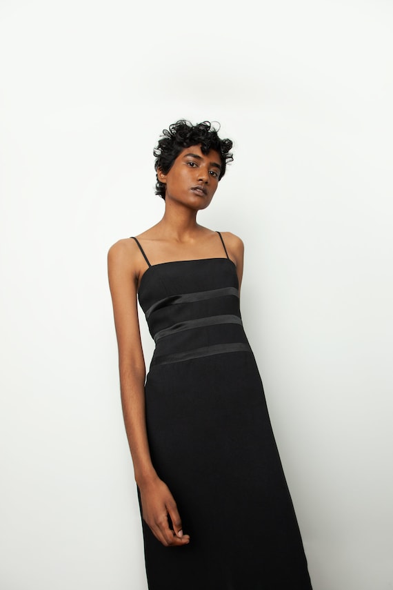 Black silk trim 90s slip dress