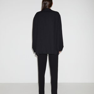 Vintage black twill oversized shirt with chest pockets image 3