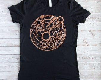 Damen T Shirt  mit einem Kreis Motiv Damen T-Shirt in schwarz