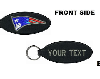 New England Patriots  NFL Custon Name Embroidered Tag Keychain (Double side)Gift for friend