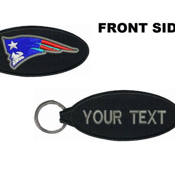 New England Patriots  NFL Custon Name Embroidered Tag Keychain (Double side)Gift for friend