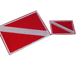 2 Set  Scuba Diving Diver Flag Rescue Hook Backing Patch