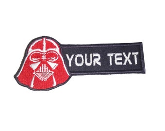 2 pcs Star Wars Darth Vader Custom name text Embroidered Patch Hook Backing For Jackets