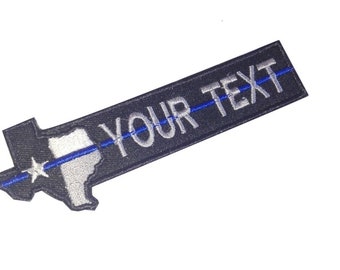 2 pieces Texas Custom Name Tape Thin Blue Line Embroideoral Patch Hook Backing)