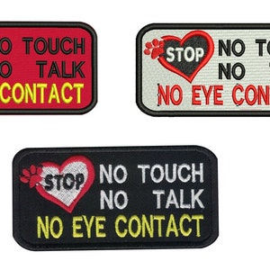 2 pcs Dog Heart Service Dog  NO Touch NO Talk NO Eye Contact Patch Embroidered Hook backing(4x2inch)