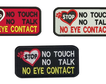 2 stuks Dog Heart Service Dog GEEN aanraking GEEN praten GEEN oogcontact patch Geborduurde haakrug (4 x 2 inch)