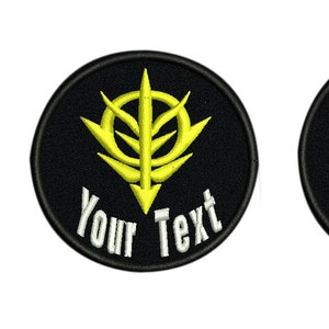 2 Pcs Custom name text Gundam Zeon Logo Military Tactical Morale Embroidery Morale Patch Hook Backing