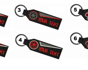 Custom name text key Chain Double side Star Wars  Mandalorian Rebel Galactic Empire Jedi Order Embroidered