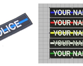 2 Pcs Personalized Custom name Police Firefighter Security EMT Rescue ARMY Thin Blue Red Yellow White Green Line Embroidered Patch