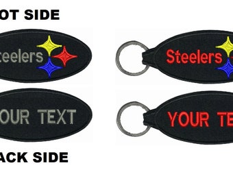 Pittsburgh Steelers NFL Custon Name Embroidered Tag Keychain (Double side)Gift for friend