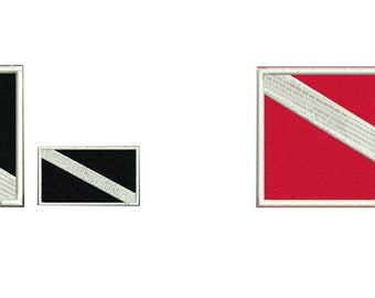 2 set Scuba Diving Diver Flag Rescue Hook Backing Patch  black ,red
