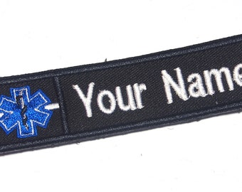 3 stuks gepersonaliseerde aangepaste naam EMS EMT redding paramedicus witte lijn geborduurde patch
