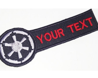 2 Pcs Star Wars Galactic Empire  Custom name text Embroidered Patch Hook Backing For Jackets