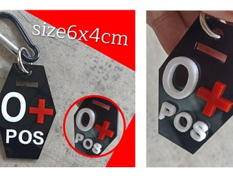 Blood type A+ O+ AB+  B+ Acrylic Tag Keychain  key ring for bag