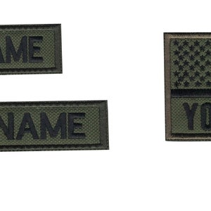 2 Pcs USA Flag Green Army  Military Custom Name Tape   Embroideoral Patch Hook Backing 9x5.5cm 4x1 inch 5x1 inch