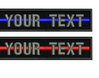 2 Pcs Thin Red Line or Thin Blue line Custom Name Embroideoral Patch Fireighter Police set A
