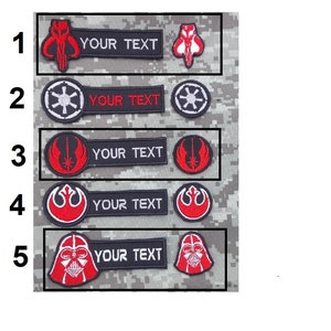 Nom personnalisé texte Star Wars Darth Vader Mandalorien rebelle Galactic Empire Jedi commande brodé Patch crochet support pour vestes sac 2 pcs