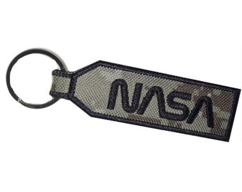 NASA Space Army Embroidered Tag Keychain  Gift for friend (Double Side)