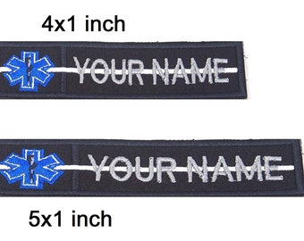 2 Pcs EMS EMT Rescue Paramedic White Line Moral Patch Hook Backing