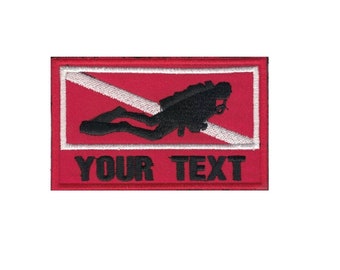 2 pcs Custom Name Text Scuba Diving Diver Dive Flag Patch Morale Patch Hook Backing…