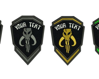 2 Pcs Star Wars Mandalorian Bantha Skull Custom name text Embroidered Patch Hook Backing For Jackets