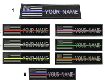 3 Pcs USA Flag Blue line Red Lind White Line Custom Name Embroideoral Patch Police Firefighter