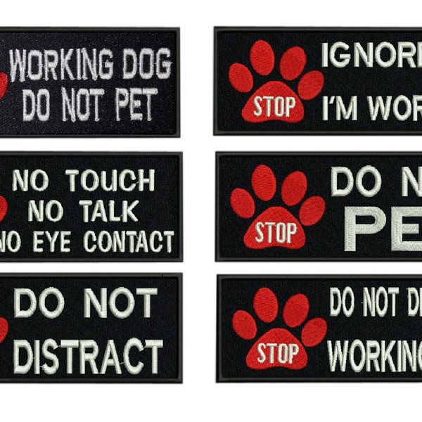 Support en Patch Service chien faire pas distraire chien de travail NO Touch sans parler sans contact avec les yeux Patch brodé crochet chien