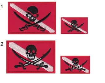 Jolly Roger Diver Down Flag Patch Embroidered Scuba Divin Skull Patch Hook Backing (2pcs)…