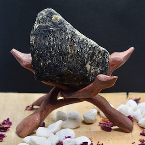 Black tourmaline stone. Natural raw Black tourmaline with mica 729g no.5 large black tourmaline. . Free Stand