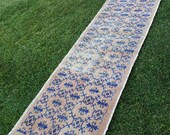 Bronz and navy blue runner rug. Vintage Hand Knotted Turkish Rug Runner. 7 39 3 quot 2 39 2 quot Ft Home and office corridor and entreway rug. Vintage rug