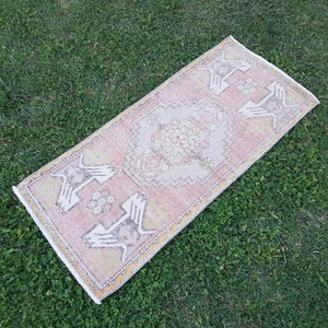 Faded Pink Bath Mat Vintage Small Rug Oushak Antique Rug - Etsy